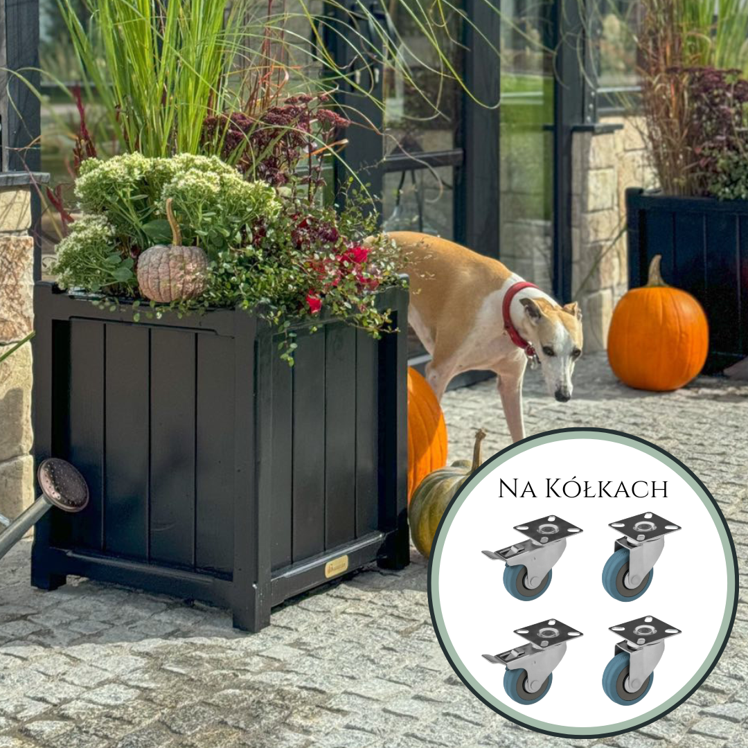 Donica drewniana na kółkach Gardenity – styl Hampton i angielski, ręczne wykonanie